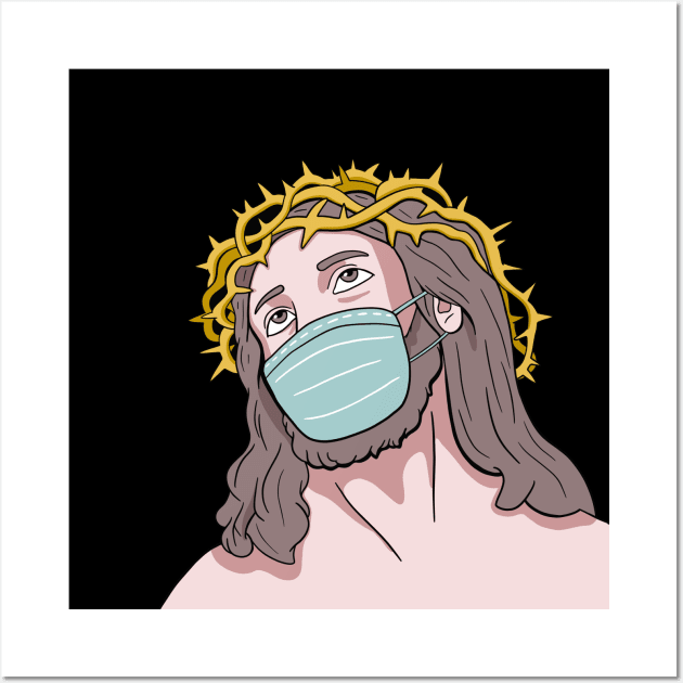 Jesus With Face Mask Wall Art by isstgeschichte